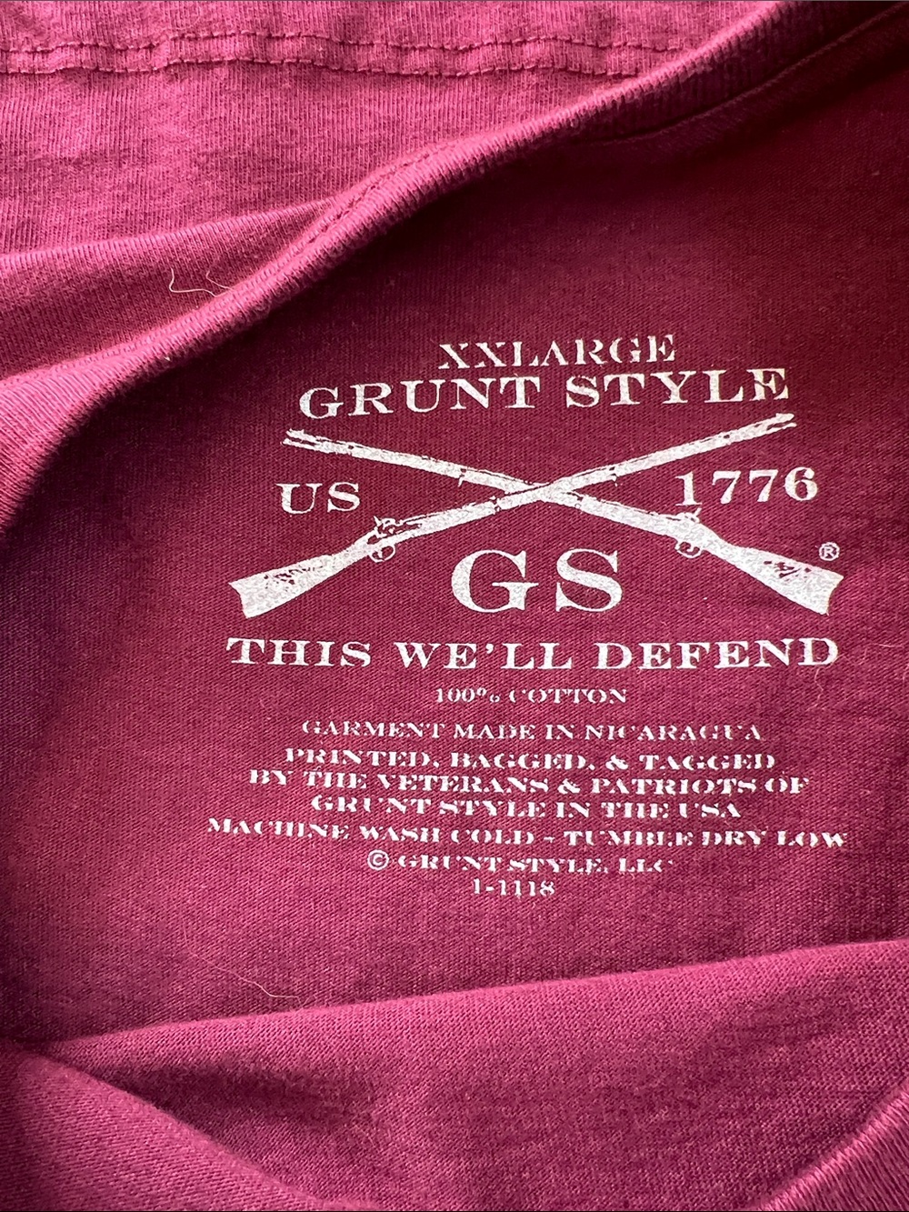Grunt Style Maroon and White Patriotic Graphic Tee - Picture 2 of 11